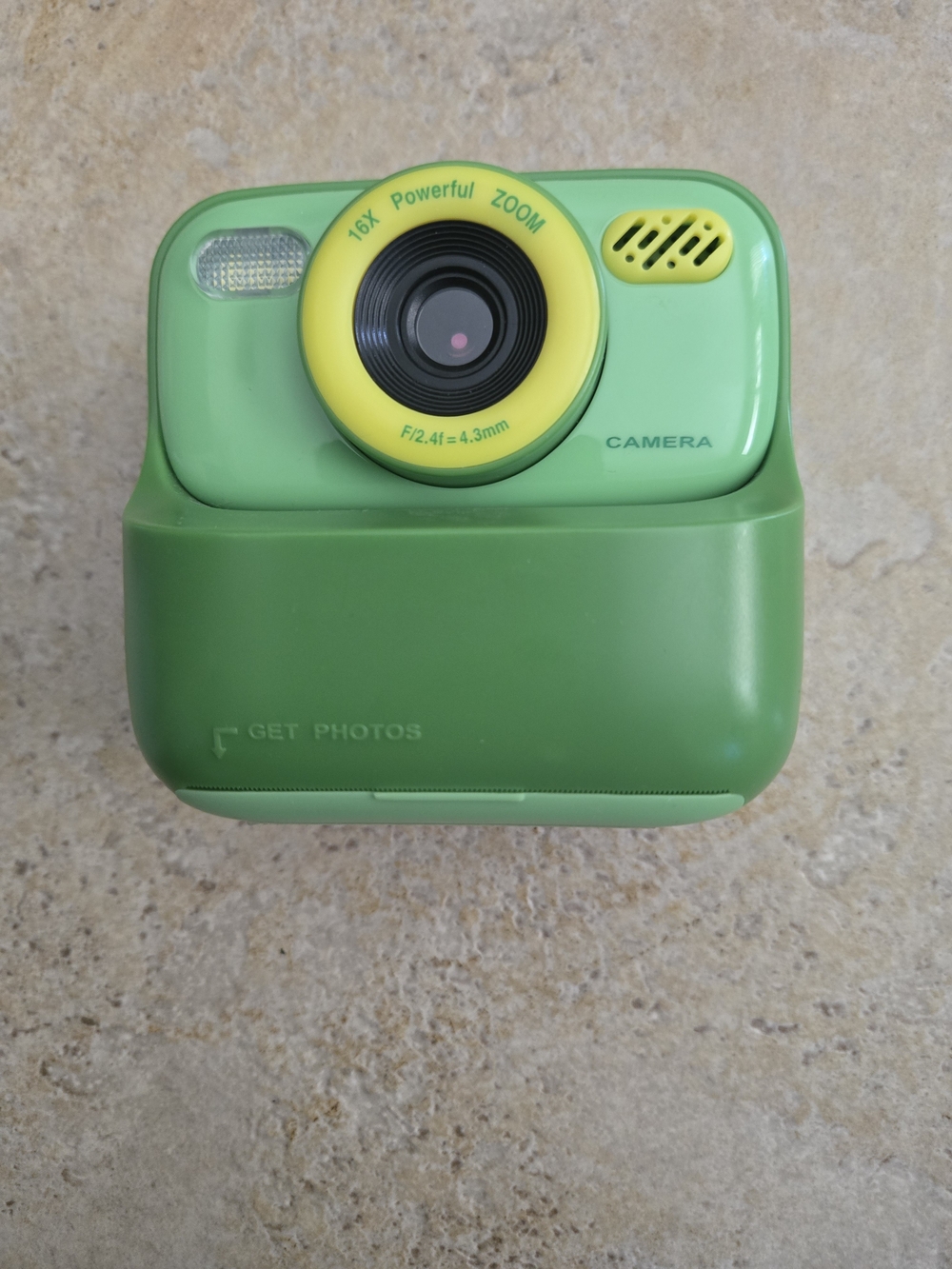 Green Compact Toy Camera with Yellow Lens Ring